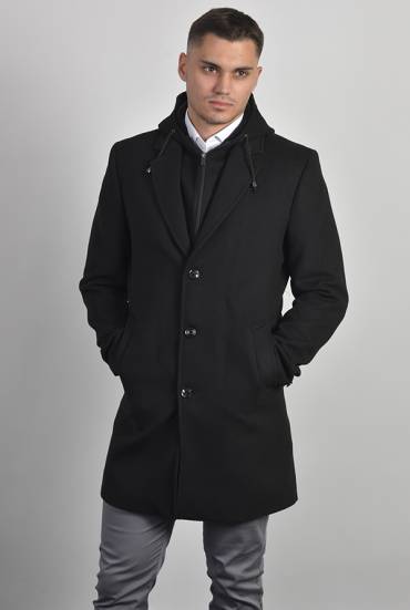 Muški kaput sa kapuljačom - CRNI