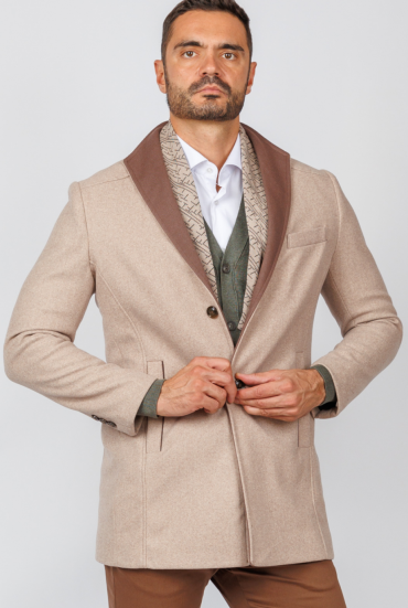 Muški kaput sa šal kragnom - BEŽ