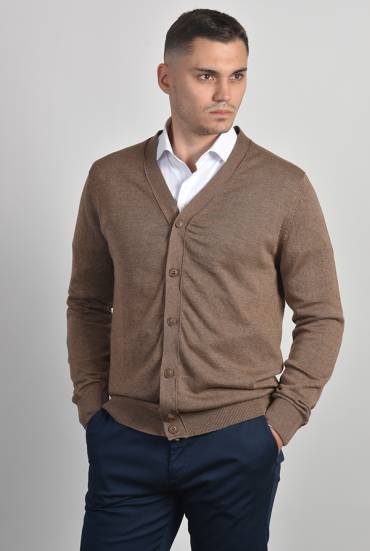 Muški džemper sa dugmadima - BRAON