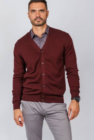 Muški džemper  sa dugmadima - BORDO