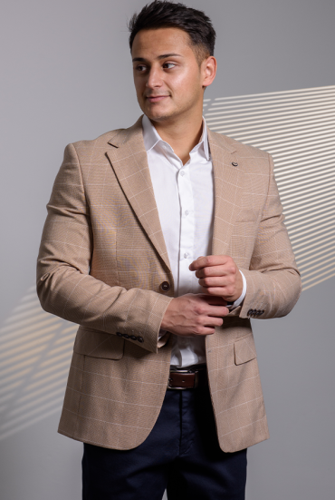 Muški sako karirani - BEŽ