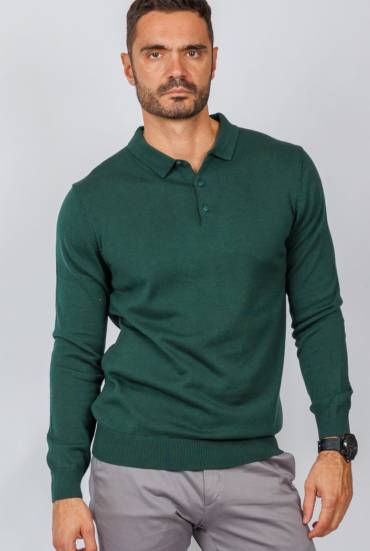 Muški džemper polo - TAMNO ZELENI