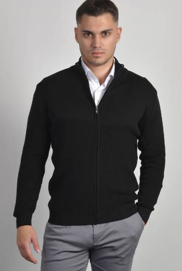 Muški džemper zip - CRNA