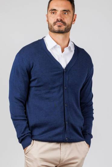 Muški džemper sa dugmadima - KRALJEVSKO PLAV