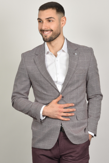Muški sako karirani - SVETLO BORDO