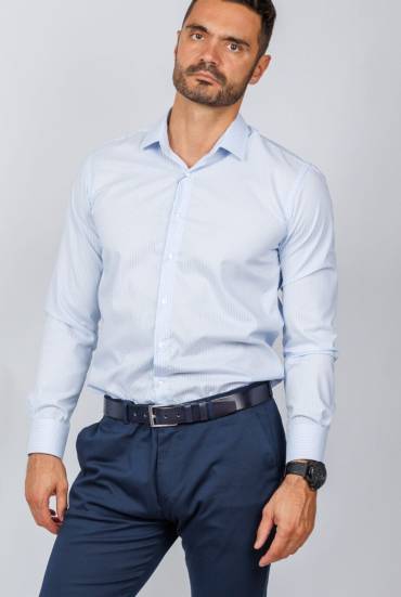 Muška SLIM FIT košulja – belo plave pruge